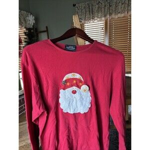 Sonoma JEAN CO Santa Claus Merry Christmas RED Long Sleeve Shirt WOMENS SHIRT